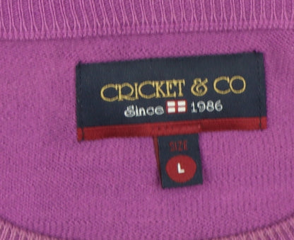 Cricket & Co Men's Purple Cotton Pullover, L, Crew Neck
