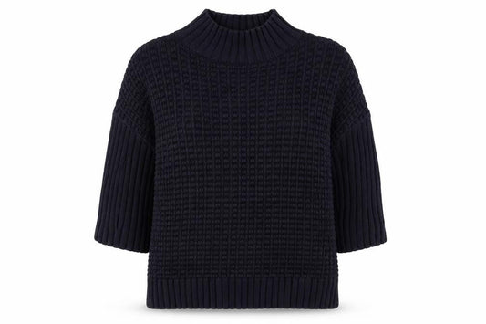Front view of French Connection Women's Black XS Waffle Knit Jumper