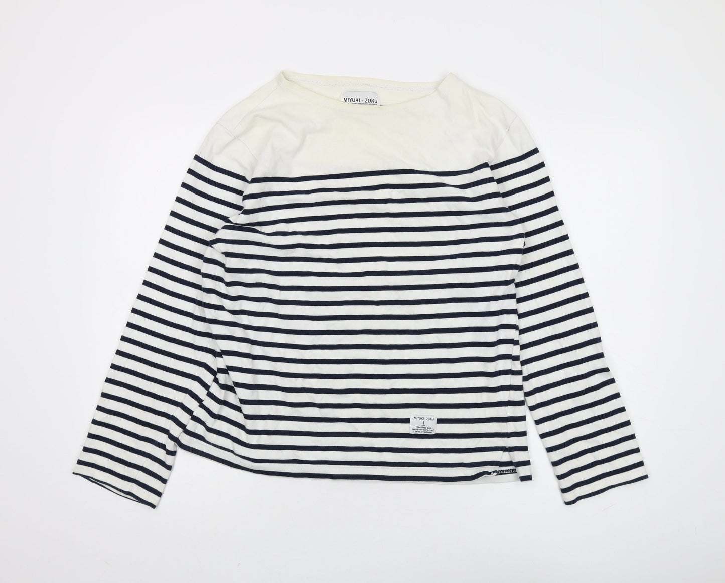 MIYUKI-ZOKU Striped Unisex Boat Neck T-Shirt M