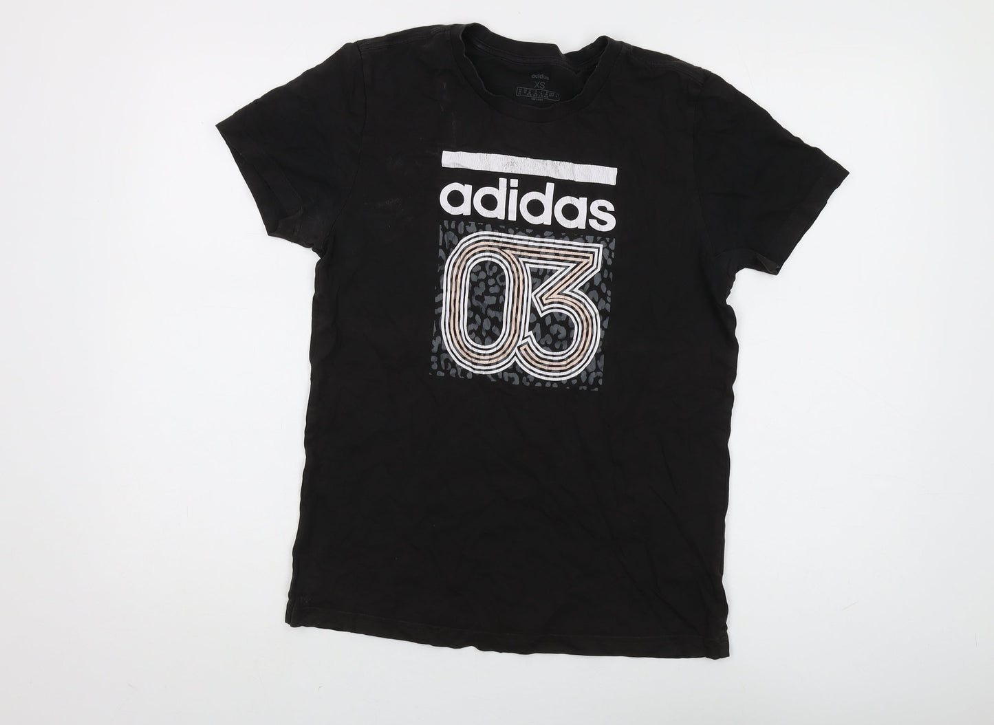 Adidas Men's XS Black Graphic T-Shirt, Sports Style