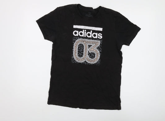 Adidas Men's XS Black Graphic T-Shirt, Sports Style