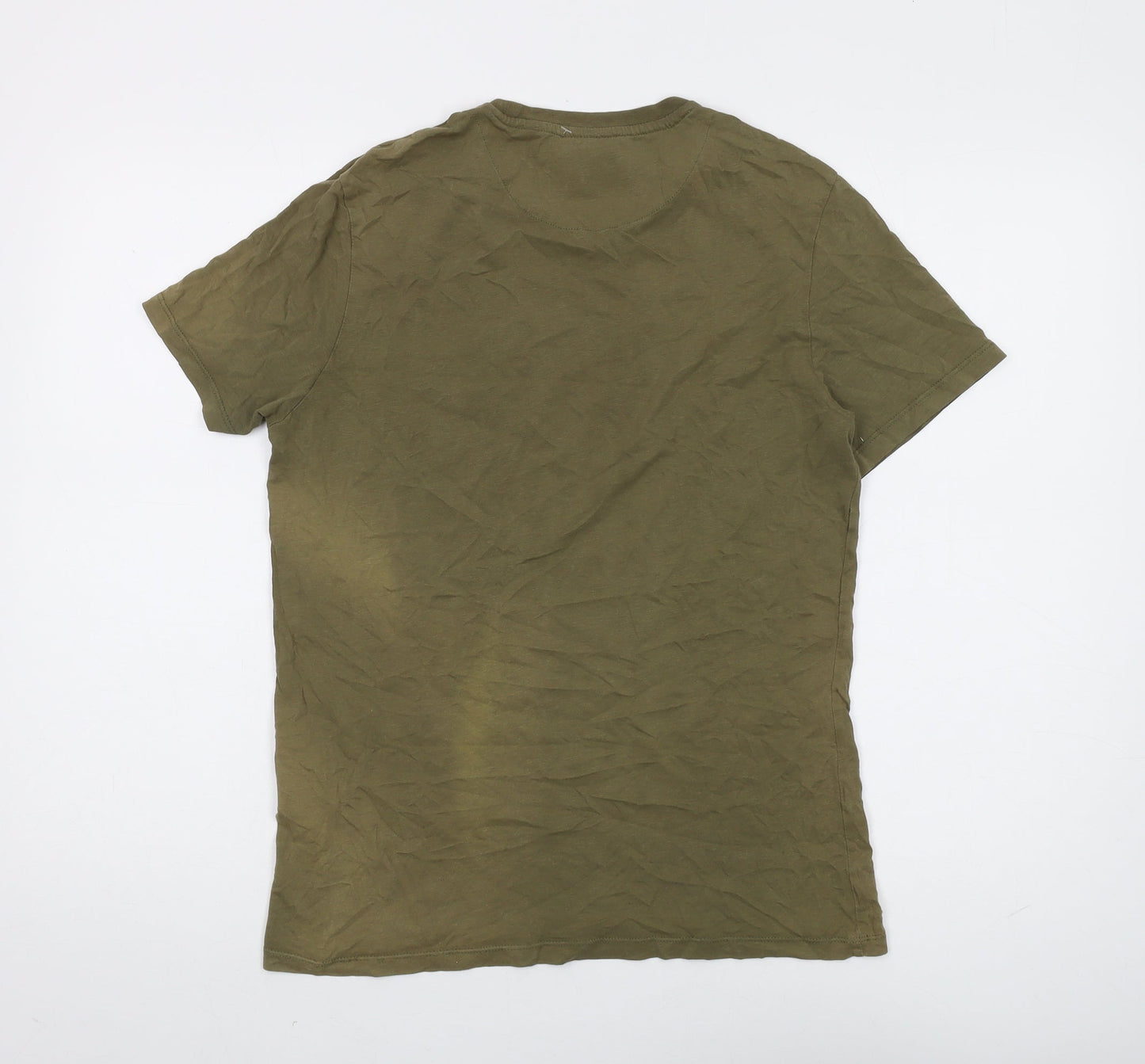 Lyle & Scott Men's Green Crew Neck T-Shirt, Size M