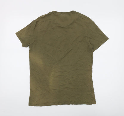 Lyle & Scott Men's Green Crew Neck T-Shirt, Size M