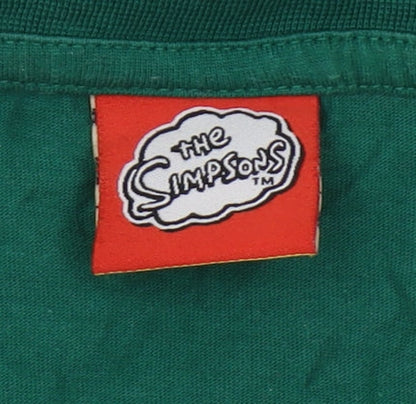 The Simpsons Men's Green Christmas T-Shirt Size S