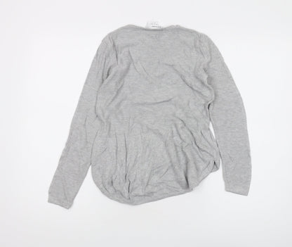 DECJUBA KIDS Girls Grey Long Sleeve Crew Neck T-Shirt