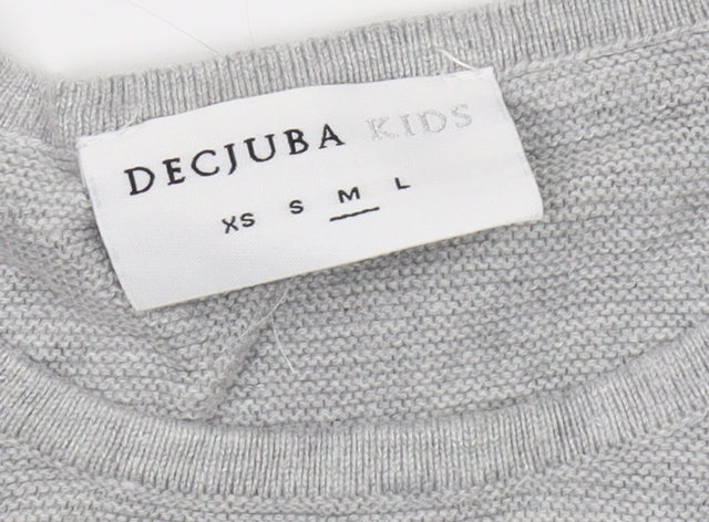 DECJUBA KIDS Girls Grey Long Sleeve Crew Neck T-Shirt