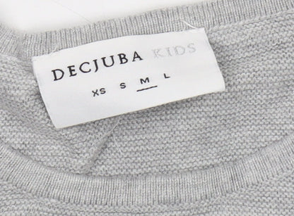 DECJUBA KIDS Girls Grey Long Sleeve Crew Neck T-Shirt