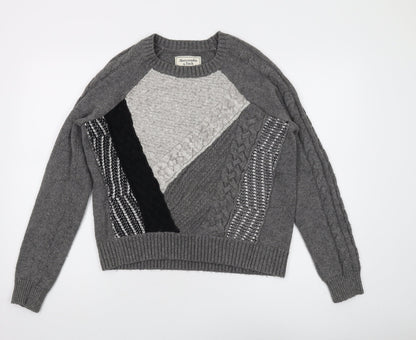 Abercrombie & Fitch Women's Grey Geometric Pullover Medium