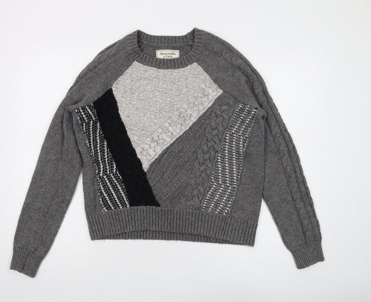Abercrombie & Fitch Women's Grey Geometric Pullover Medium