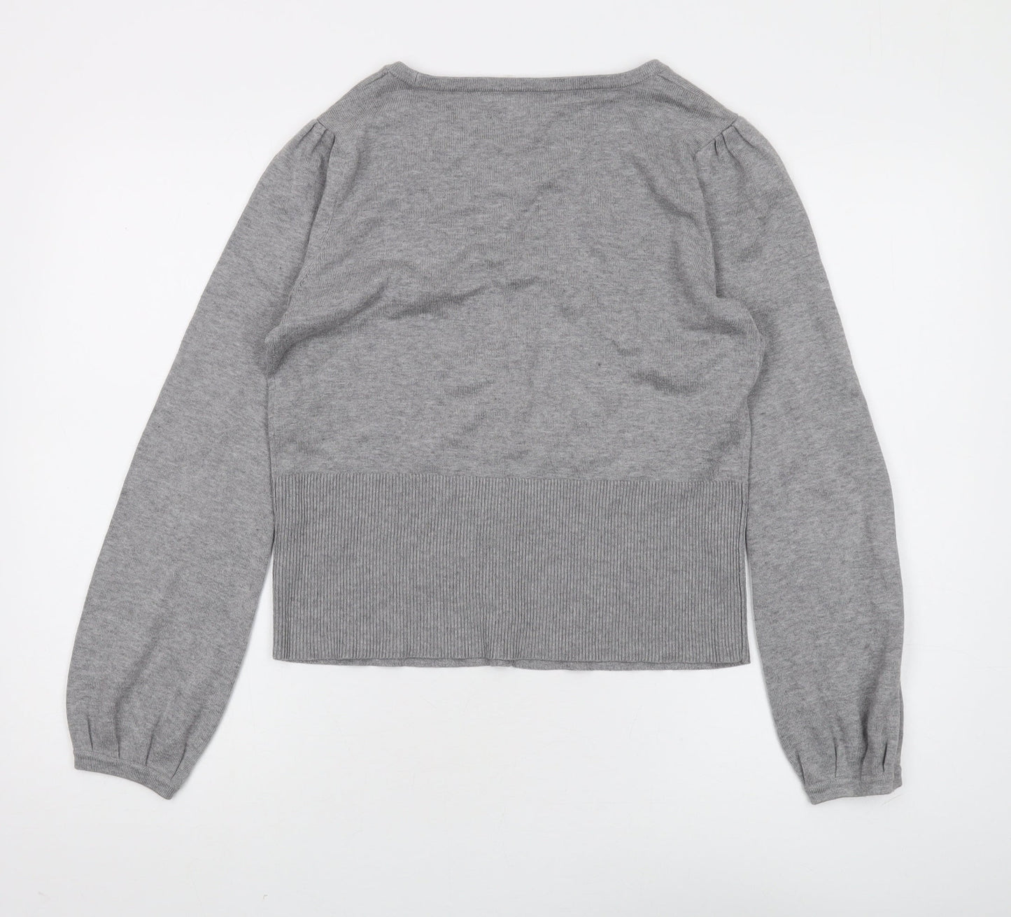 Anne Klein Grey Women's L Cardigan, V-Neck, Button Accent