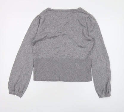 Anne Klein Grey Women's L Cardigan, V-Neck, Button Accent