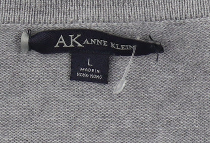 Anne Klein Grey Women's L Cardigan, V-Neck, Button Accent