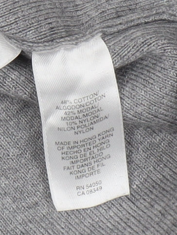 Anne Klein Grey Women's L Cardigan, V-Neck, Button Accent