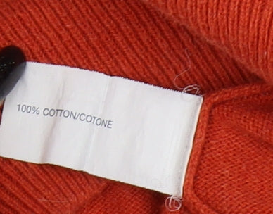 Gap Men's Orange Cotton V-Neck Pullover Jumper M