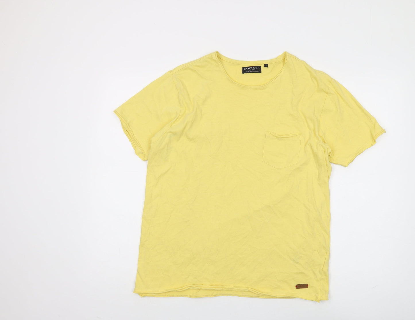 Mens UK Size L Brave Soul Yellow  T-Shirt