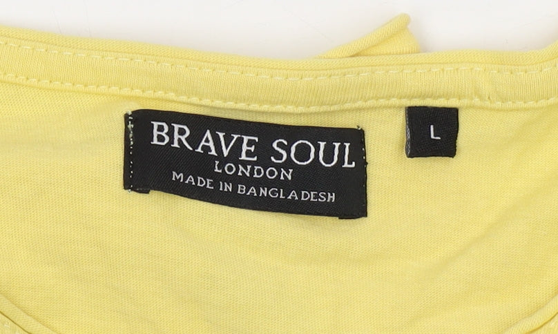 Mens UK Size L Brave Soul Yellow  T-Shirt