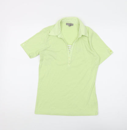 First Avenue Women's Green Polo Shirt, Size S, Cotton Blend