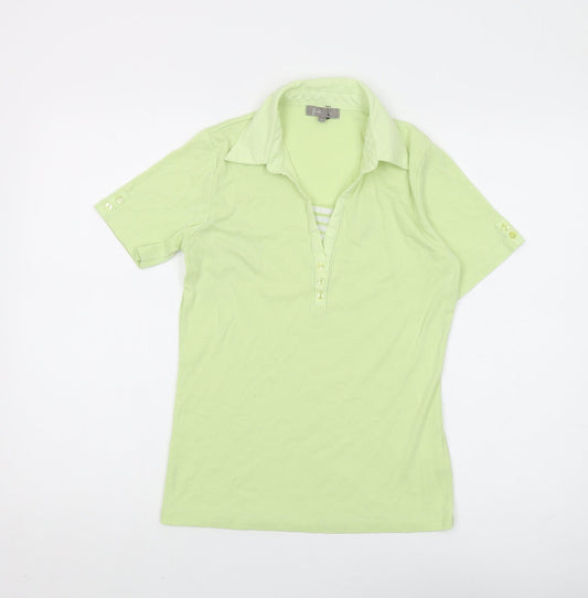 First Avenue Women's Green Polo Shirt, Size S, Cotton Blend