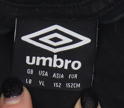 Umbro Boys Black T-Shirt 11-12 Years Sports Logo Top