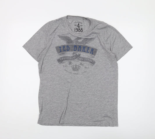 Ted Baker Men's Grey Retro Graphic T-Shirt, Size L