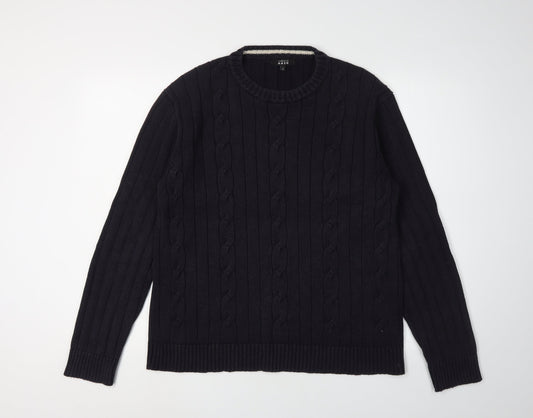 Thomas Nash Men's Black Cable-Knit Pullover Jumper M