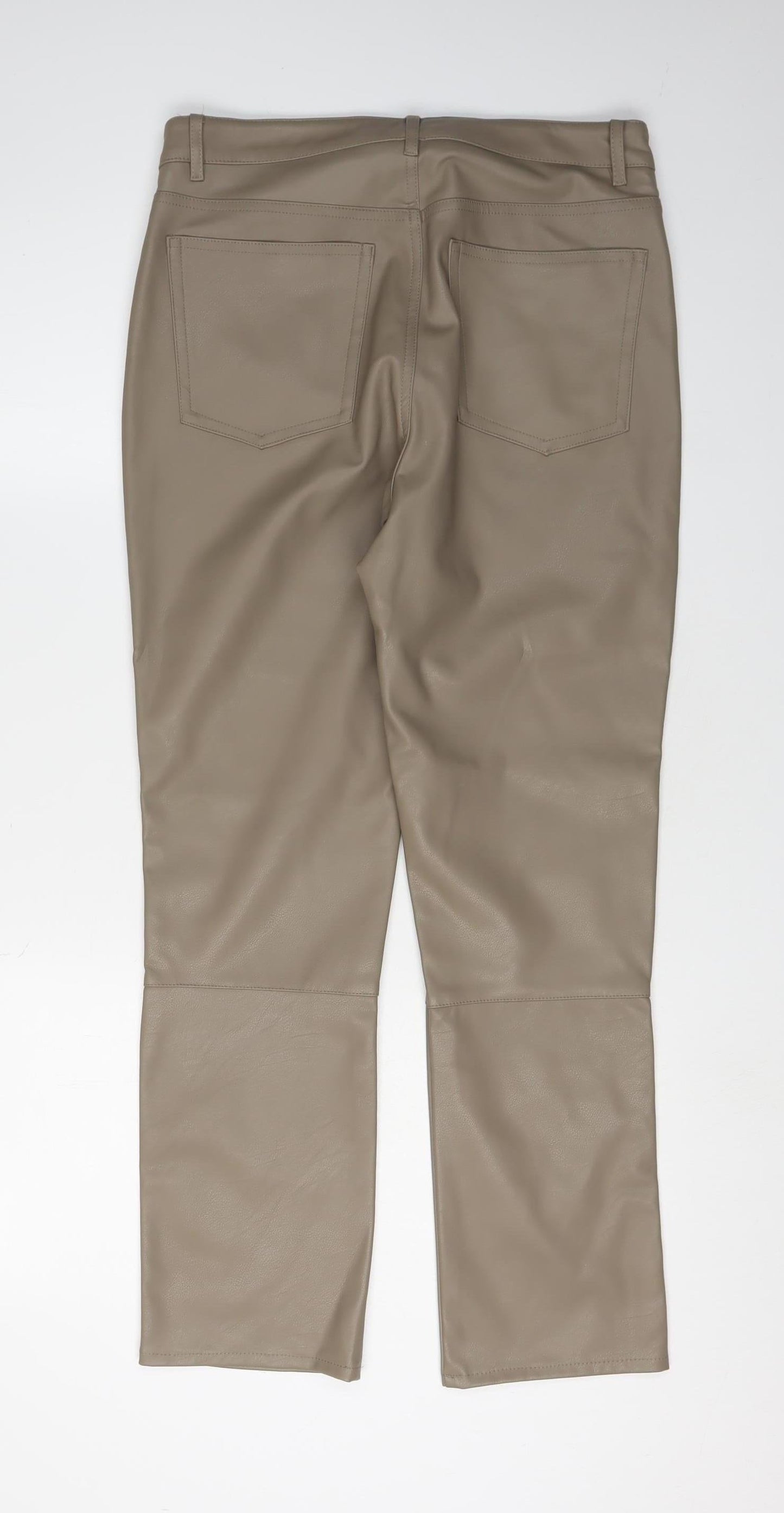Womens UK Size 14 H&M Regular Fit Straight Beige Trousers