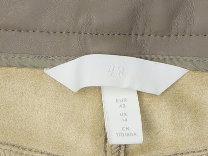 Womens UK Size 14 H&M Regular Fit Straight Beige Trousers