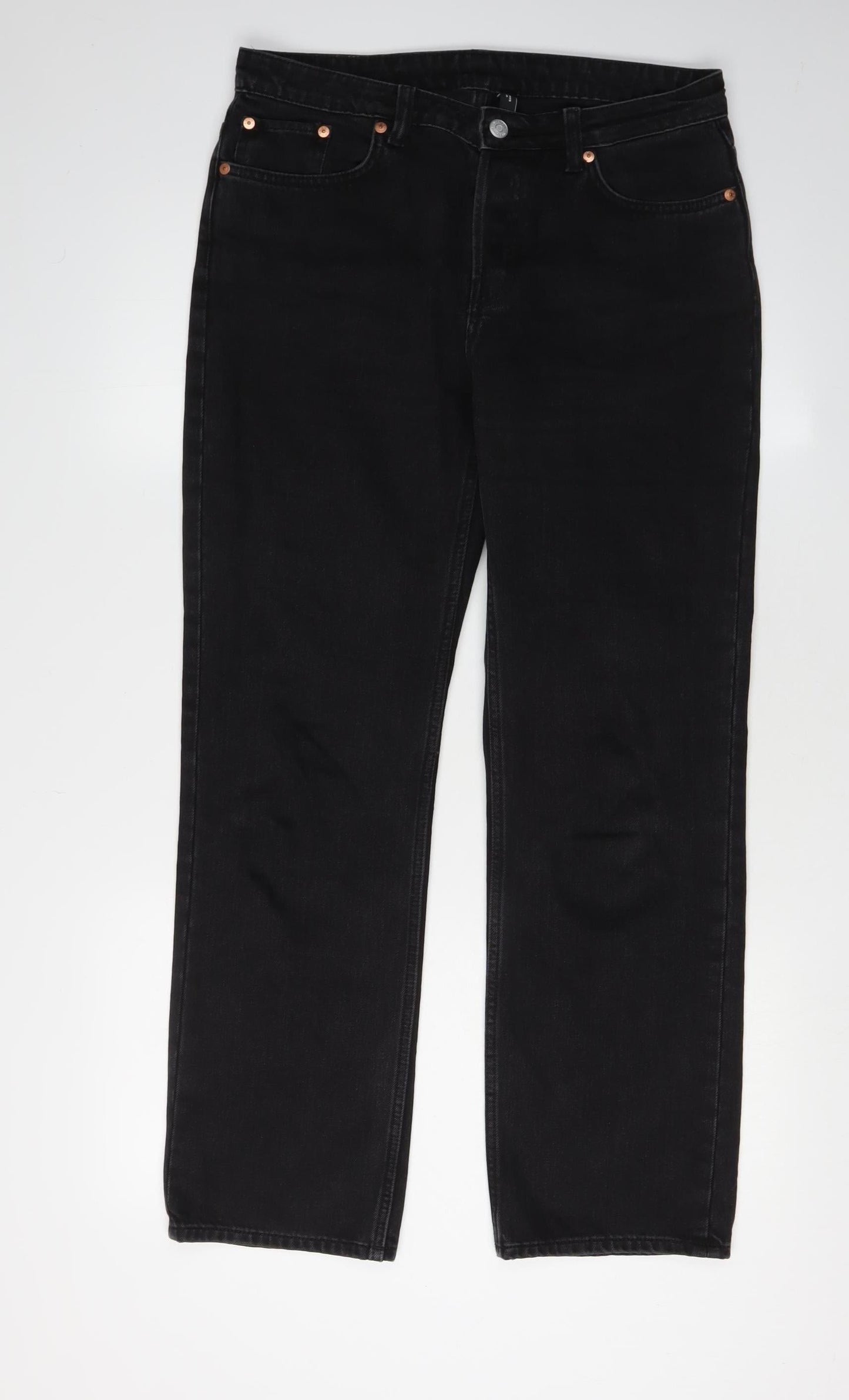 Womens UK Size 8 Weekday Regular Fit Straight Black Jeans