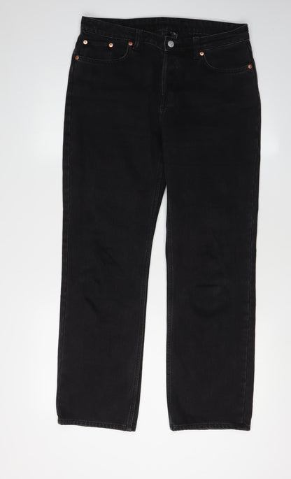 Womens UK Size 8 Weekday Regular Fit Straight Black Jeans