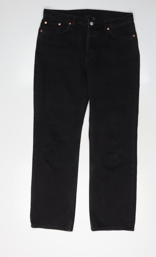 Womens UK Size 8 Weekday Regular Fit Straight Black Jeans