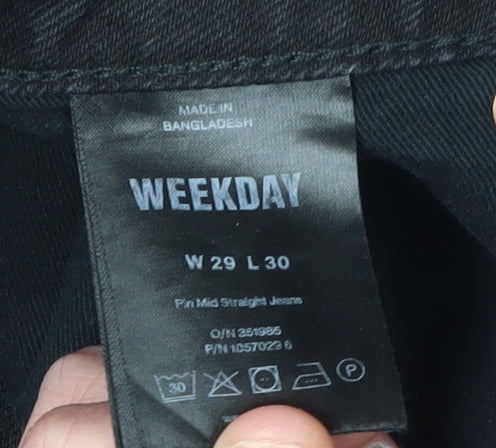 Womens UK Size 8 Weekday Regular Fit Straight Black Jeans