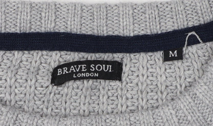 Brave Soul Men’s Grey Crew Neck Pullover Jumper M
