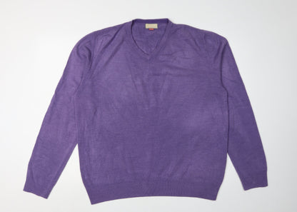John Lewis Men's Purple V-Neck Pullover Jumper 2XL