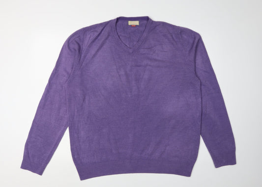 John Lewis Men's Purple V-Neck Pullover Jumper 2XL