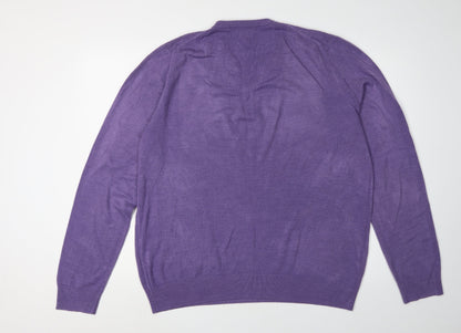 John Lewis Men's Purple V-Neck Pullover Jumper 2XL