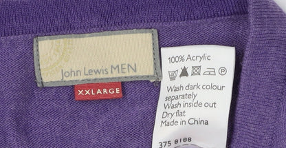 John Lewis Men's Purple V-Neck Pullover Jumper 2XL