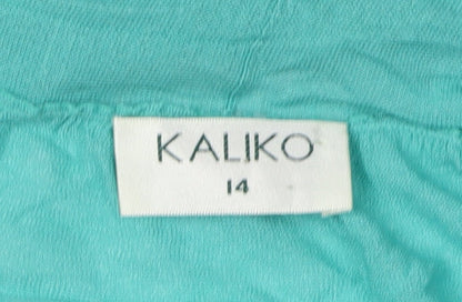 Womens UK Size 14 Kaliko Green Cardigan Jumper