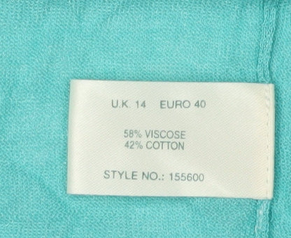 Womens UK Size 14 Kaliko Green Cardigan Jumper