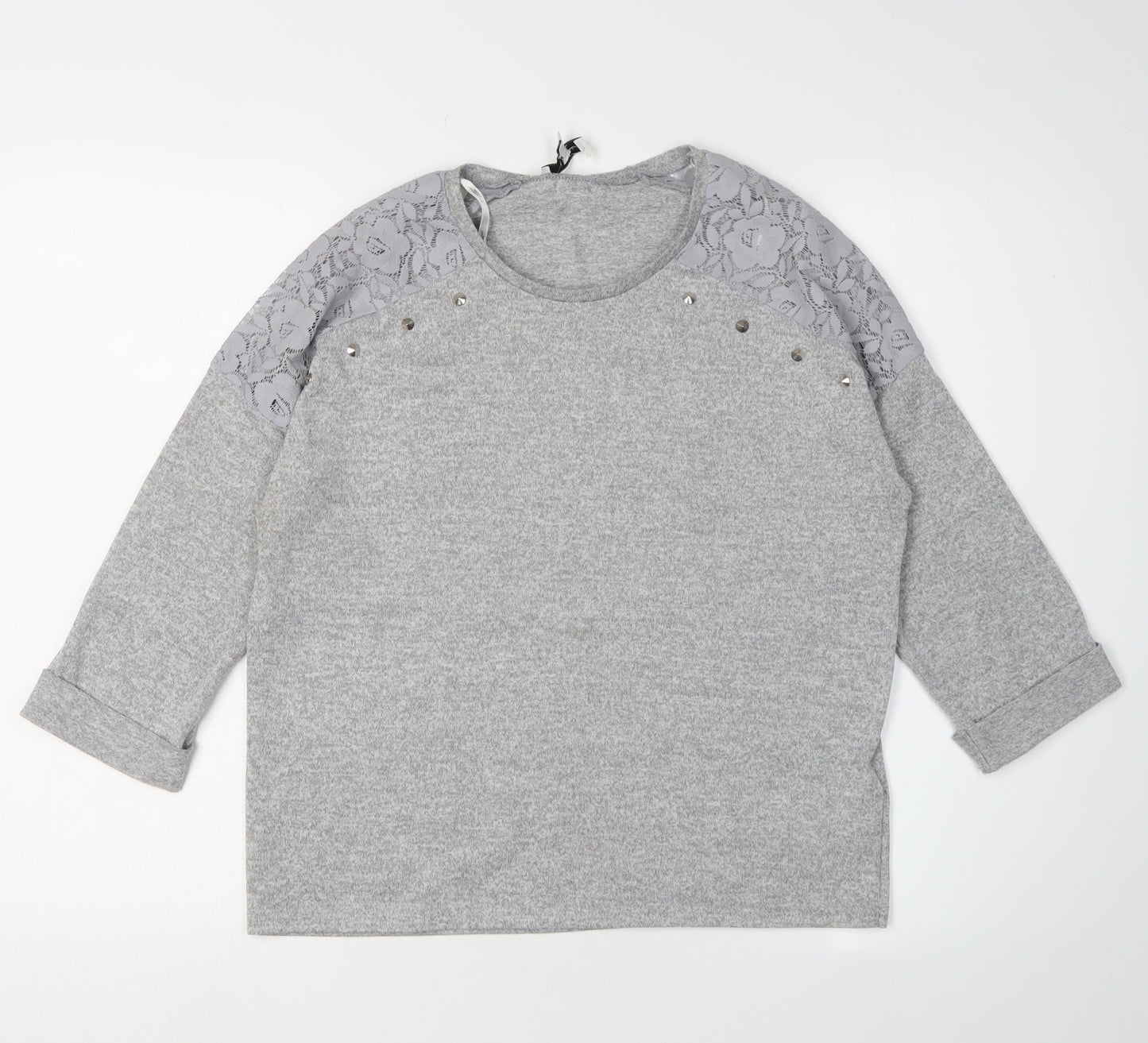 Womens UK Size 10 New Look Grey Jersey Blouse