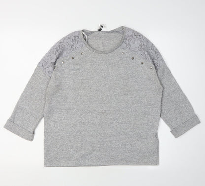 Womens UK Size 10 New Look Grey Jersey Blouse