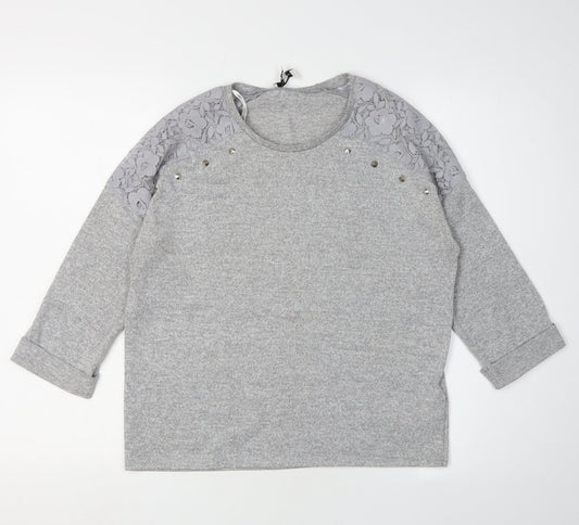 Womens UK Size 10 New Look Grey Jersey Blouse