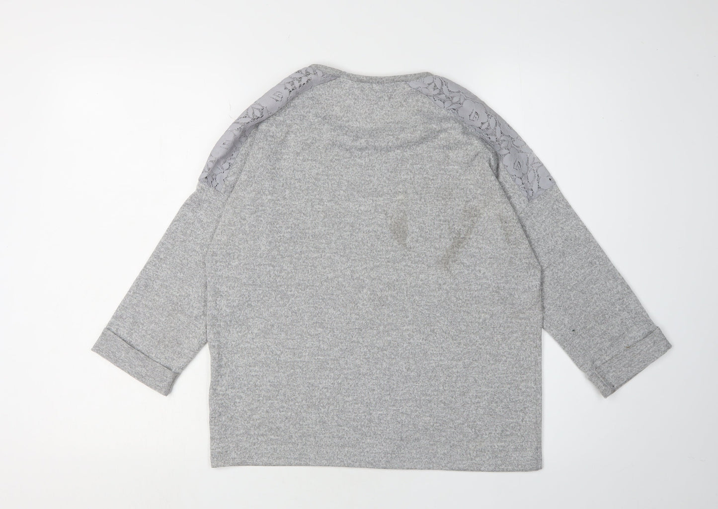 Womens UK Size 10 New Look Grey Jersey Blouse