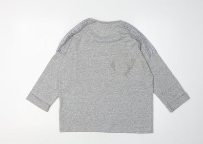 Womens UK Size 10 New Look Grey Jersey Blouse