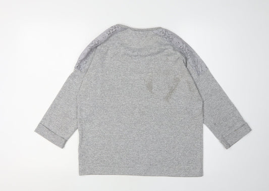 Womens UK Size 10 New Look Grey Jersey Blouse