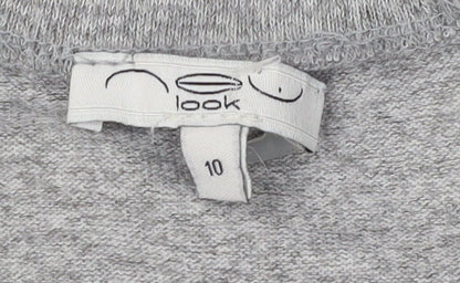 Womens UK Size 10 New Look Grey Jersey Blouse