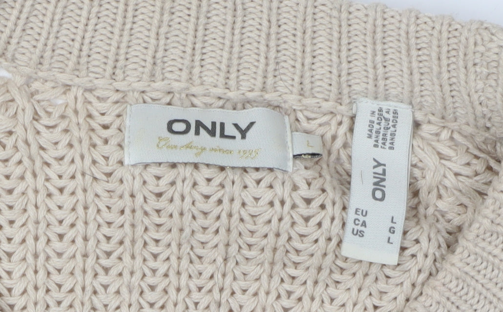 Womens UK Size L Only Beige Pullover Jumper