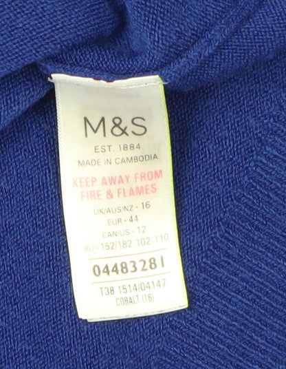 Womens UK Size 16 Marks and Spencer Blue Pullover Jumper
