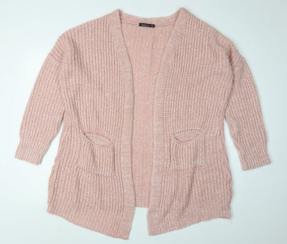 Boohoo Women's Pink Cardigan Knit Jumper M