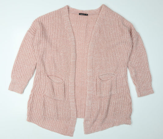 Boohoo Women's Pink Cardigan Knit Jumper M