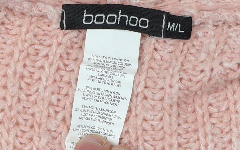 Boohoo Women's Pink Cardigan Knit Jumper M